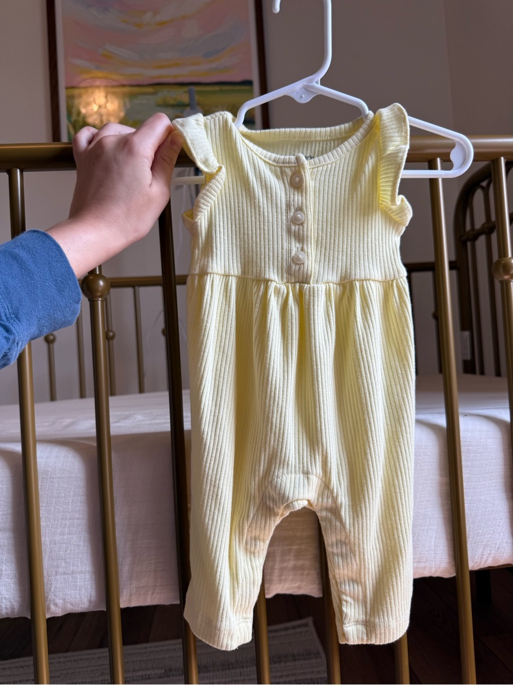 Carter's Yellow Ribbed Baby One-Piece Romper
